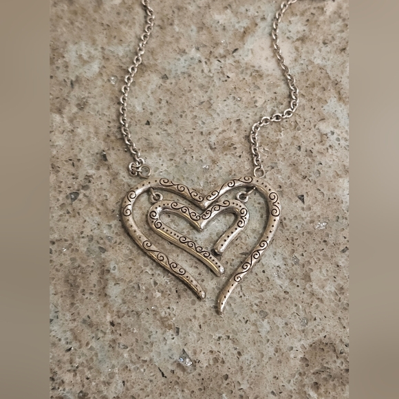 Brighton Love Struck Double Heart Crystal Scroll Necklace - Picture 4 of 7